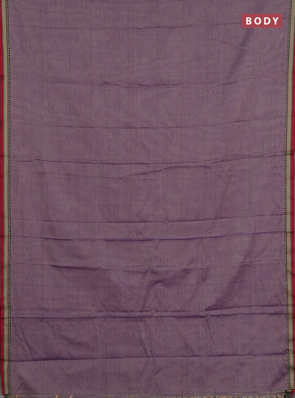 Narayanpet cotton saree dual shade of purple and maroon with plain body and temple design thread woven border