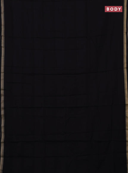 Narayanpet cotton saree black with plain body and temple design thread woven border