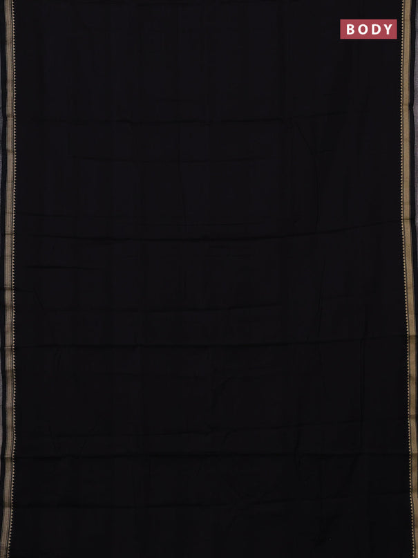 Narayanpet cotton saree black with plain body and temple design thread woven border