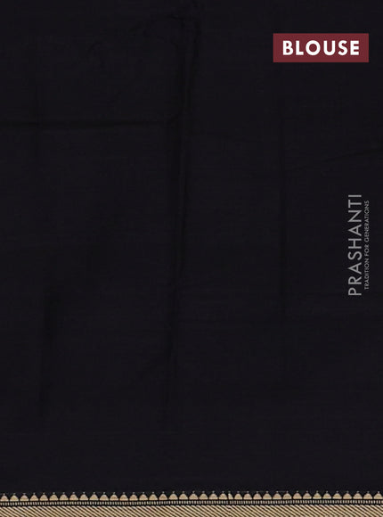 Narayanpet cotton saree black with plain body and temple design thread woven border