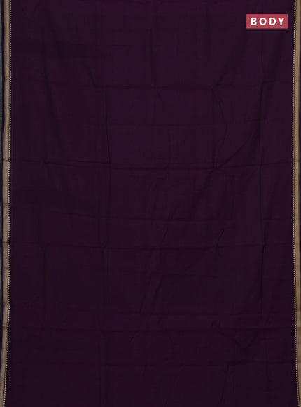Narayanpet cotton saree purple with plain body and temple design thread woven border