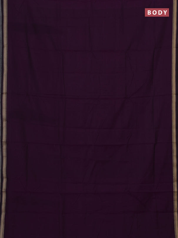 Narayanpet cotton saree purple with plain body and temple design thread woven border