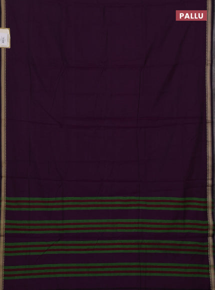 Narayanpet cotton saree purple with plain body and temple design thread woven border