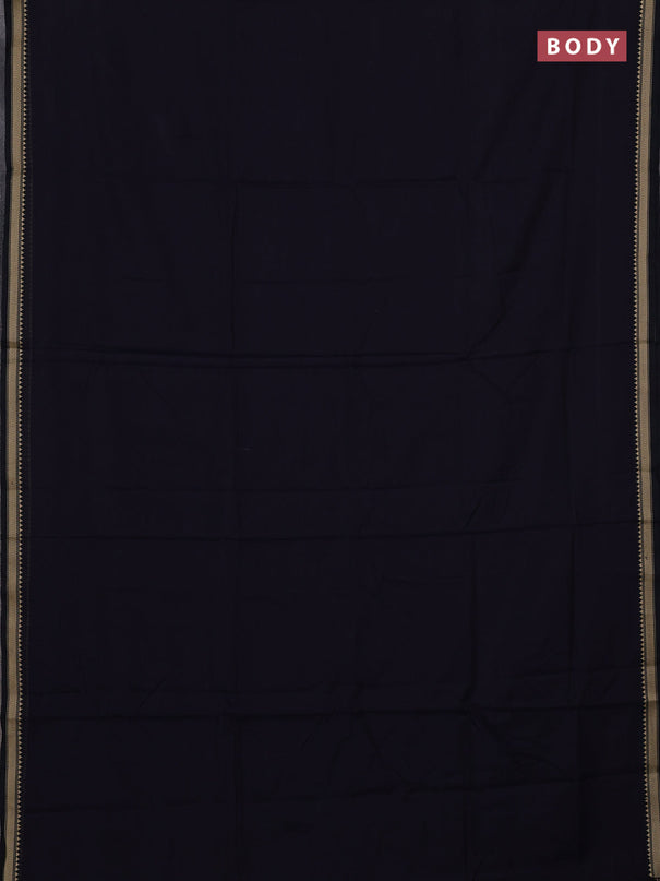Narayanpet cotton saree navy blue with plain body and temple design thread woven border