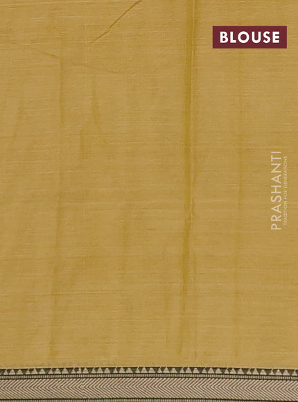 Narayanpet cotton saree mustard shade with plain body and temple design thread woven border