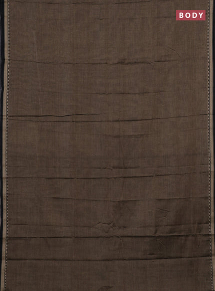 Narayanpet cotton saree chiku shade with plain body and temple design thread woven border