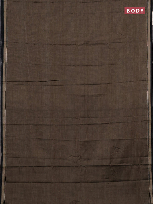 Narayanpet cotton saree chiku shade with plain body and temple design thread woven border
