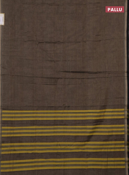 Narayanpet cotton saree chiku shade with plain body and temple design thread woven border