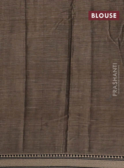 Narayanpet cotton saree chiku shade with plain body and temple design thread woven border