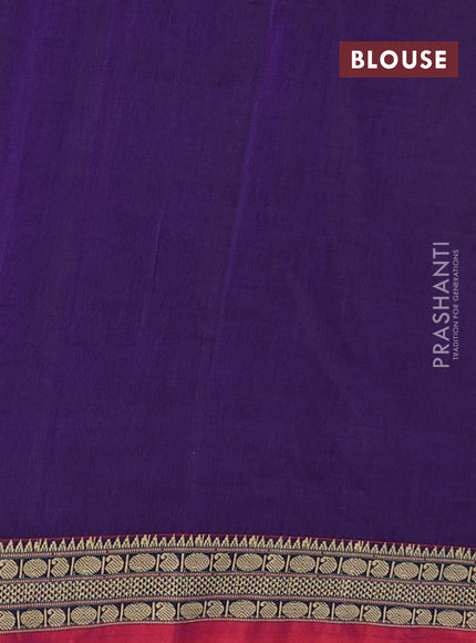 Narayanpet cotton saree violet and maroon with plain body and temple design thread woven border
