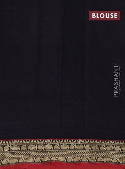 Narayanpet cotton saree black and maroon with plain body and temple design thread woven border