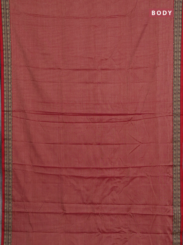 Narayanpet cotton saree maroon shade with plain body and temple design thread woven border