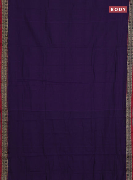 Narayanpet cotton saree violet and maroon with plain body and temple design thread woven border