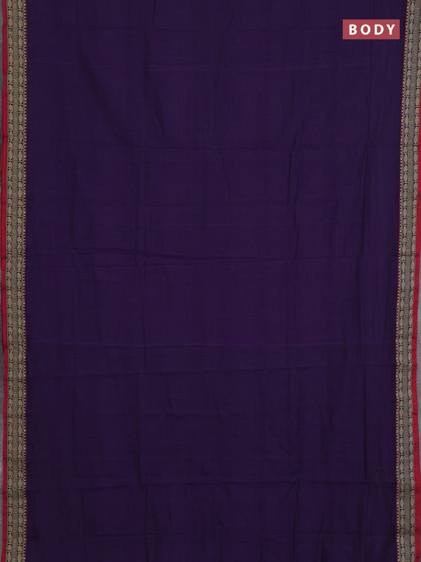 Narayanpet cotton saree violet and maroon with plain body and temple design thread woven border