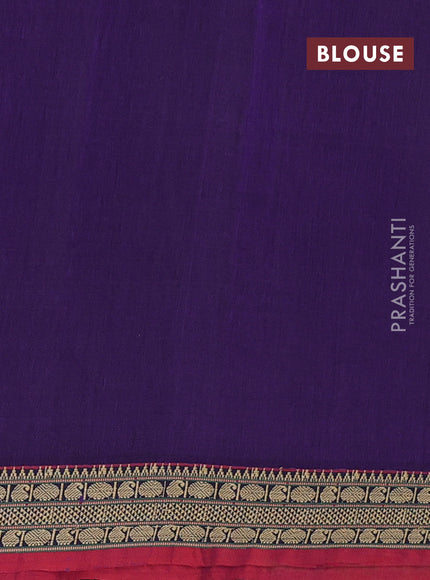 Narayanpet cotton saree violet and maroon with plain body and temple design thread woven border