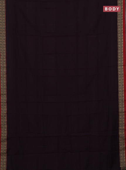 Narayanpet cotton saree deep wine and maroon with plain body and temple design thread woven border