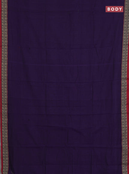 Narayanpet cotton saree violet and maroon with plain body and temple design thread woven border