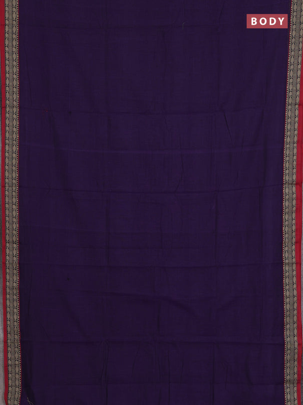 Narayanpet cotton saree violet and maroon with plain body and temple design thread woven border