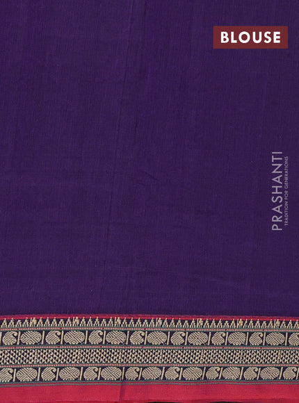 Narayanpet cotton saree violet and maroon with plain body and temple design thread woven border