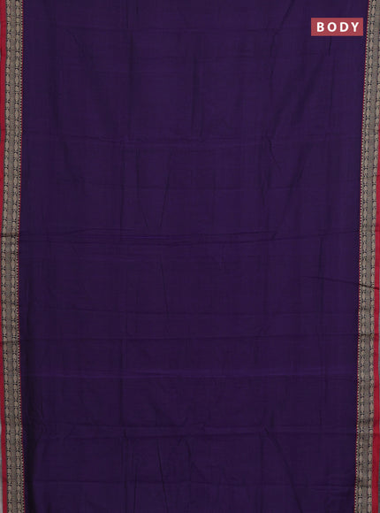 Narayanpet cotton saree violet and maroon with plain body and temple design thread woven border