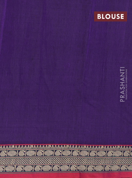 Narayanpet cotton saree violet and maroon with plain body and temple design thread woven border