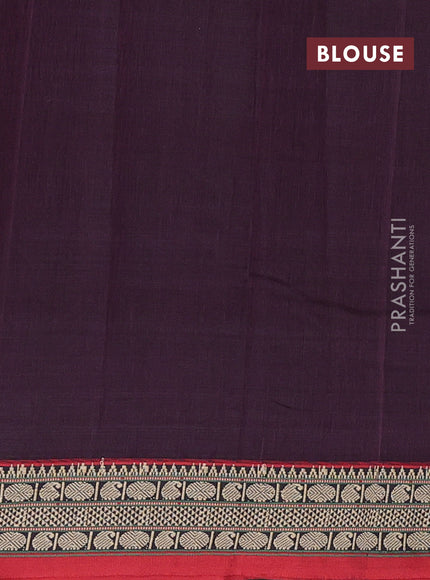 Narayanpet cotton saree deep wine and maroon with plain body and temple design thread woven border