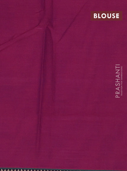 Narayanpet cotton saree magenta pink and green with plain body and temple design thread woven border