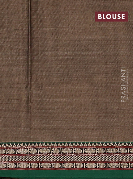 Narayanpet cotton saree chiku shade and green with plain body and temple design thread woven border
