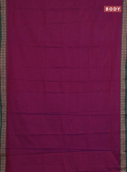Narayanpet cotton saree magenta pink with plain body and temple design thread woven border