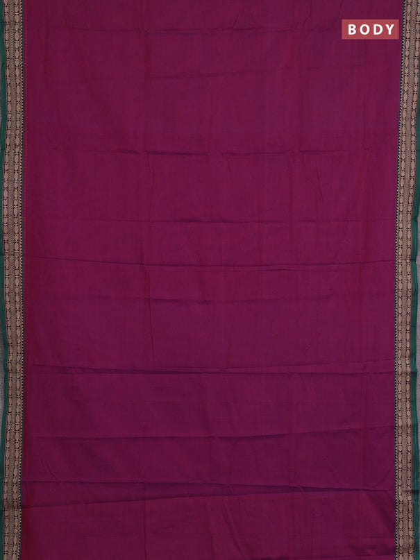 Narayanpet cotton saree magenta pink with plain body and temple design thread woven border