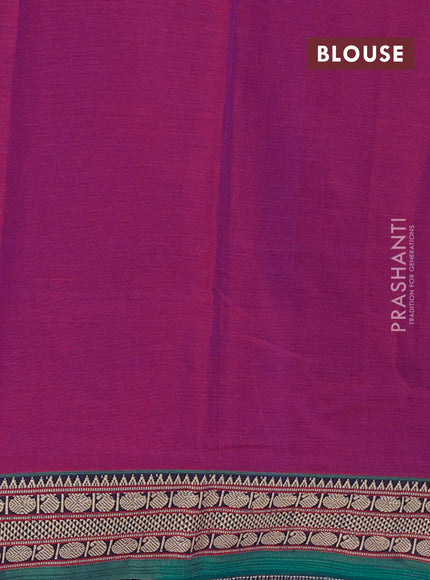 Narayanpet cotton saree magenta pink with plain body and temple design thread woven border
