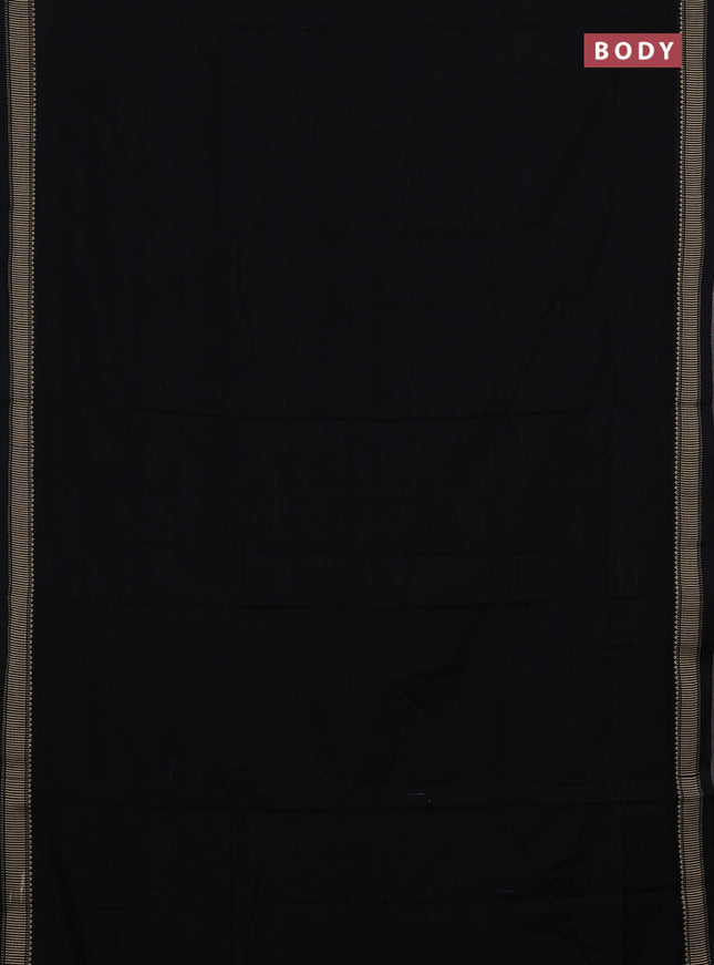 Narayanpet cotton saree black with plain body and temple design thread woven border