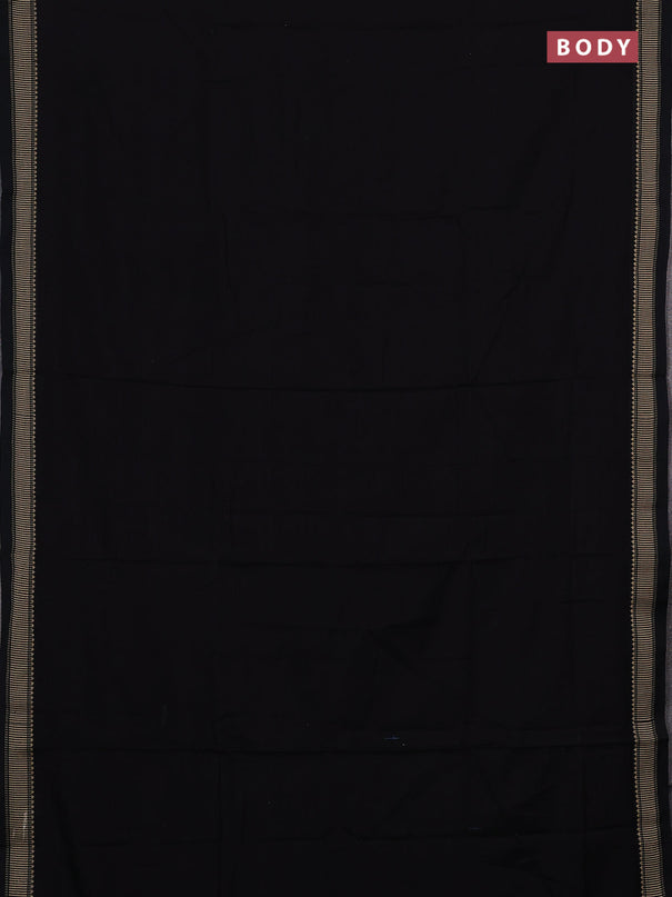Narayanpet cotton saree black with plain body and temple design thread woven border