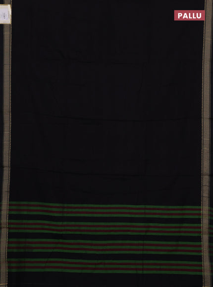 Narayanpet cotton saree black with plain body and temple design thread woven border