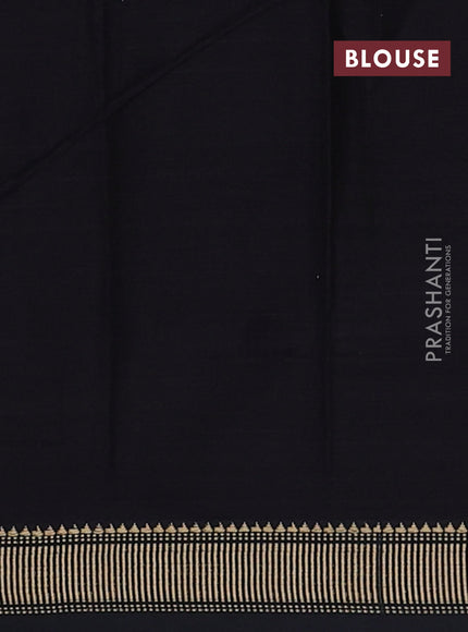 Narayanpet cotton saree black with plain body and temple design thread woven border