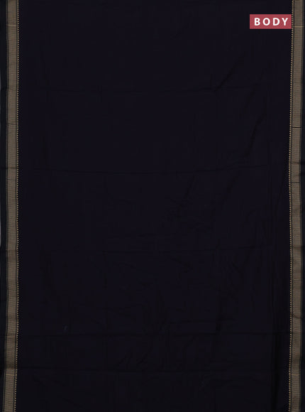 Narayanpet cotton saree navy blue with plain body and temple design thread woven border