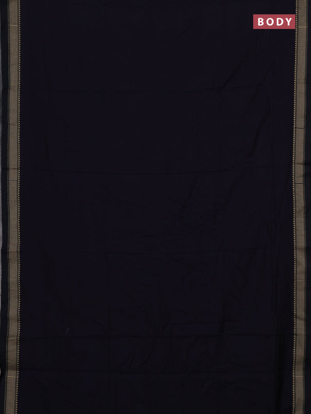 Narayanpet cotton saree navy blue with plain body and temple design thread woven border