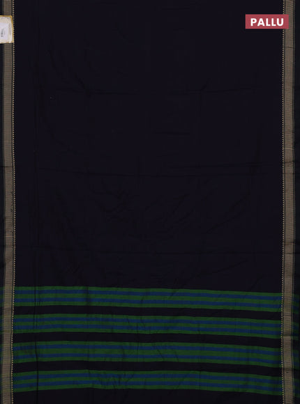 Narayanpet cotton saree navy blue with plain body and temple design thread woven border