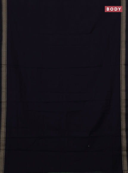 Narayanpet cotton saree navy blue with plain body and temple design thread woven border