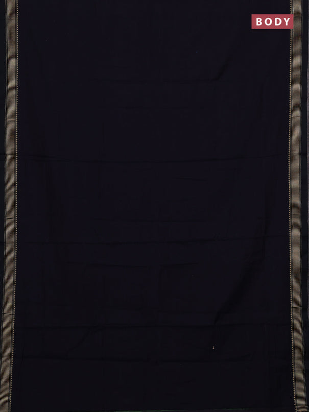 Narayanpet cotton saree navy blue with plain body and temple design thread woven border