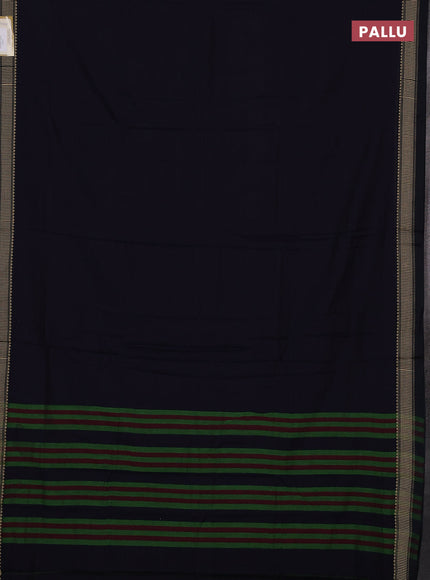 Narayanpet cotton saree navy blue with plain body and temple design thread woven border