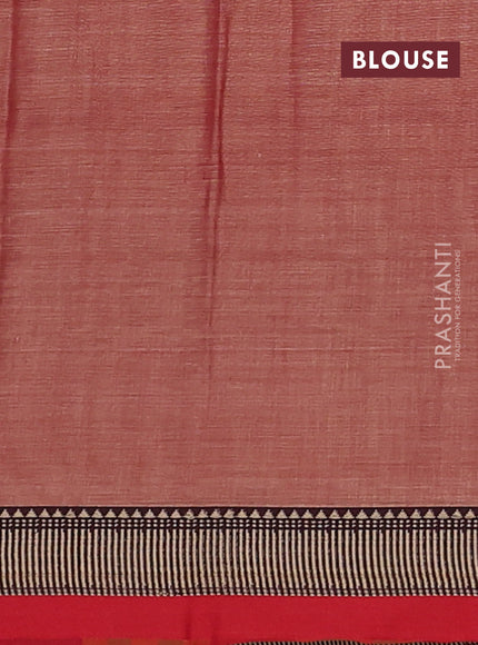 Narayanpet cotton saree red shade with plain body and temple design thread woven border