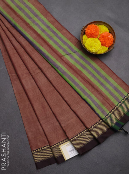 Narayanpet cotton saree maroon shade with plain body and temple design thread woven border