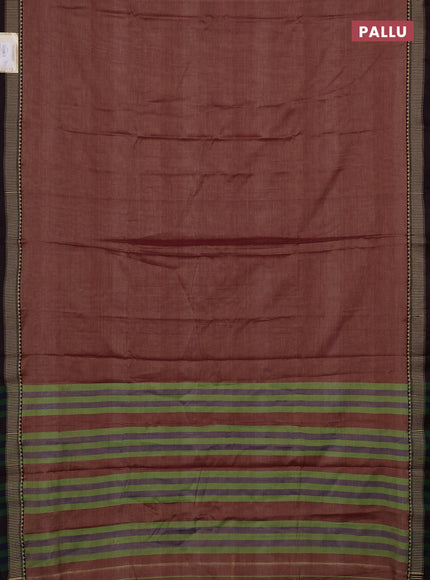 Narayanpet cotton saree maroon shade with plain body and temple design thread woven border