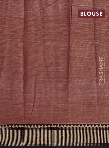 Narayanpet cotton saree maroon shade with plain body and temple design thread woven border