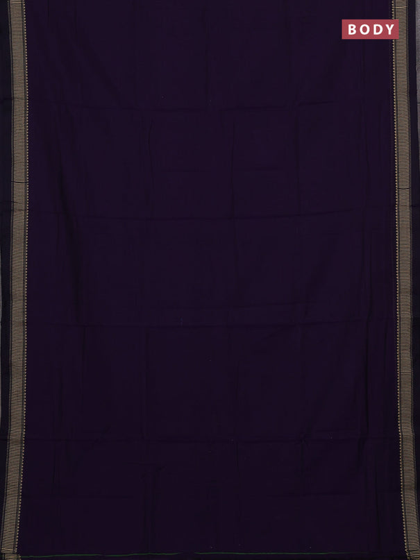 Narayanpet cotton saree violet with plain body and temple design thread woven border