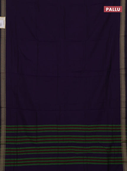 Narayanpet cotton saree violet with plain body and temple design thread woven border