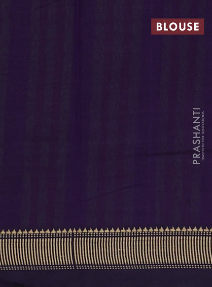 Narayanpet cotton saree violet with plain body and temple design thread woven border