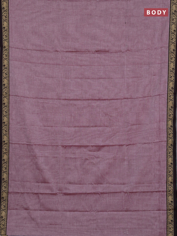 Narayanpet cotton saree wine shade with plain body and temple design thread woven border