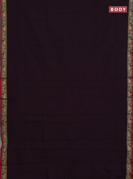 Narayanpet cotton saree deep wine and maroon with plain body and temple design thread woven border
